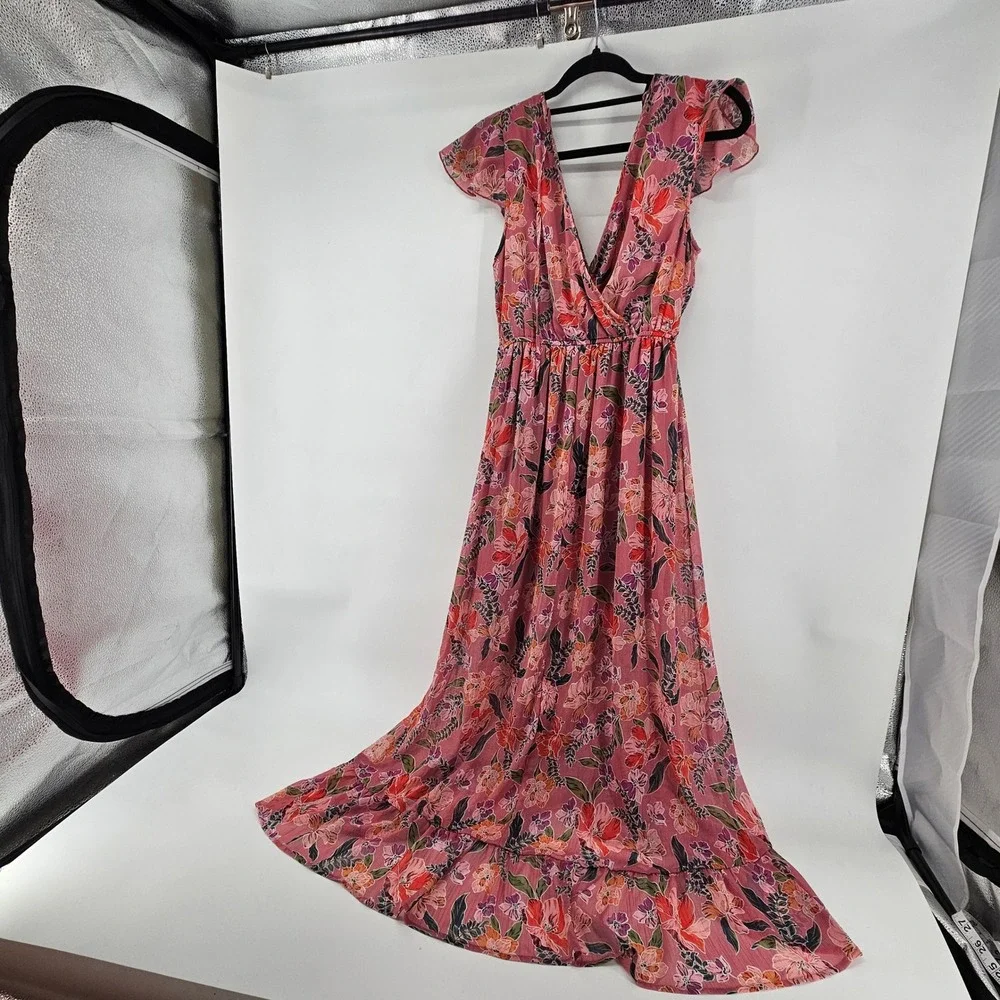 Band of Gypsies Floral Cottage Maxi Dress‎ Boho M Summer Wedding Vacation Flowy